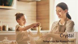  Presentation with mother child - Audience pleasing PPT layouts consisting of child daughter girl are cooking backdrop and a coral colored foreground