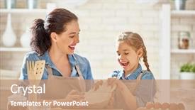  Presentation with mother child - Presentation with child daughter girl are cooking background and a coral colored foreground