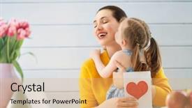  Presentation with happy mothers day - Cool new slide deck with congratualations - happy mother's day child daughter backdrop and a yellow colored foreground