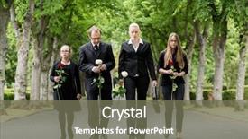  Presentation with cemetery - Cool new presentation theme with child death - family on cemetery walking down backdrop and a gray colored foreground