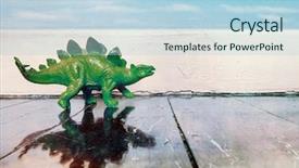  Presentation with reflection - Audience pleasing PPT theme consisting of child death - green stegosaurus on a wooden backdrop and a light blue colored foreground