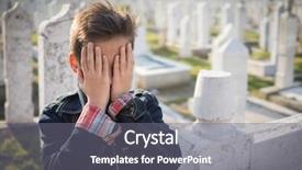  Presentation with child death - Amazing slide set having child death - kid visiting graves at muslim backdrop and a gray colored foreground