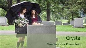  Presentation with death - Colorful slides enhanced with child death - two young girls visiting backdrop and a mint green colored foreground