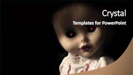  Presentation with spooky - Slide deck consisting of child death - vintage evil spooky doll background and a black colored foreground
