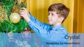  Presentation with child tree - Amazing theme having child decorating the christmas tree backdrop and a light blue colored foreground