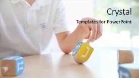  Presentation with jewish - Beautiful theme featuring child dedication - jewish boy playing with dreidel backdrop and a light gray colored foreground