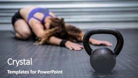  Presentation with dedication - Audience pleasing presentation theme consisting of child dedication - muscular woman stretching in crossfit backdrop and a gray colored foreground