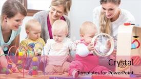  Presentation with infants - Audience pleasing presentation design consisting of child dedication - three dedicated and happy young backdrop and a coral colored foreground