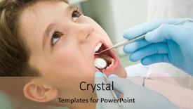  Presentation with mouth tooth - PPT layouts with his mouth during dental checkup background and a coral colored foreground