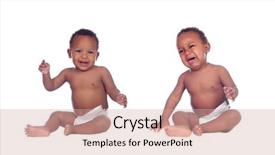  Presentation with babies - Audience pleasing PPT layouts consisting of child different race - african twins babies isolated backdrop and a coral colored foreground