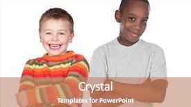  Presentation with white parents and black children - Slide set featuring child different race - children friends isolated background and a coral colored foreground