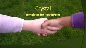  Presentation with shake hand - PPT theme enhanced with child different race - diversity hand shake background and a tawny brown colored foreground