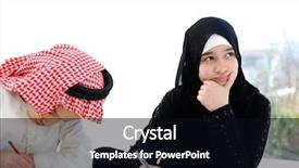 Presentation with middle school - Presentation theme featuring child different race - middle eastern school children background and a black colored foreground