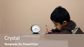  Presentation with snack time chip cracker crisps - PPT theme consisting of child diligently taking a test background and a  colored foreground