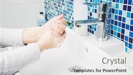  Presentation with covid coronavirus - Slide deck consisting of child-diligently-washing-hands background and a white colored foreground