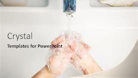  Presentation with covid coronavirus - Presentation design enhanced with child-diligently-washing-hands background and a sky blue colored foreground