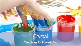  Presentation with trauma child - Presentation theme enhanced with child dipping fingers in painting background and a teal colored foreground