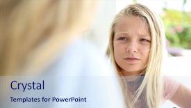  Presentation with discipline - Presentation theme featuring child discipline - mother talking to teenaged girl background and a sky blue colored foreground