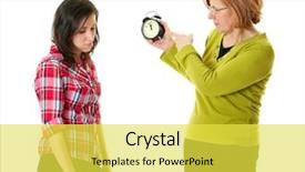  Presentation with discipline - Presentation theme enhanced with child discipline - mother warn her daughter background and a yellow colored foreground