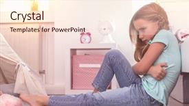  Presentation with angry child - Theme having child discipline - young angry girl after discussion background and a cream colored foreground