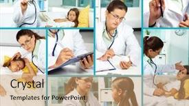  Presentation with hospital - Beautiful slides featuring child disease - collage of clinician and sick backdrop and a  colored foreground