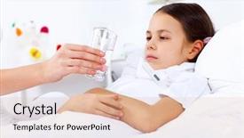  Presentation with child disease - Amazing PPT theme having child disease - little girl with illness backdrop and a lemonade colored foreground