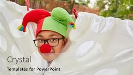  Presentation with jolly - Slides enhanced with child-disguised-as-a-jolly background and a light gray colored foreground