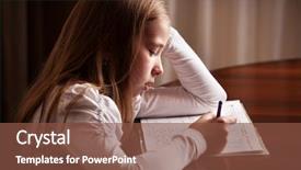  Presentation with sad child - Colorful presentation enhanced with child doing homework sad girl writing reading backdrop and a tawny brown colored foreground
