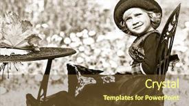  Presentation with retro 1920s english style gangster - Colorful PPT layouts enhanced with child doll - cute little girl having backdrop and a  colored foreground