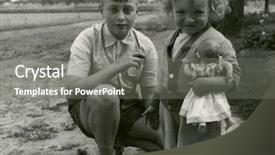  Presentation with fifties - Beautiful PPT theme featuring child doll - vintage photo of siblings fifties backdrop and a gray colored foreground