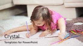  Presentation with alone - Amazing presentation theme having child drawing alone at home backdrop and a soft green colored foreground