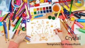  Presentation with artwork - Cool new presentation with child drawing baby stuff - pram backdrop and a lemonade colored foreground