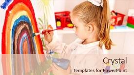  Presentation with school - Amazing presentation theme having child drawing on the easel backdrop and a lemonade colored foreground