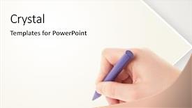  Presentation with crayon - PPT theme with child drawing with colorful crayon on empty plain blank paper background and a cream colored foreground