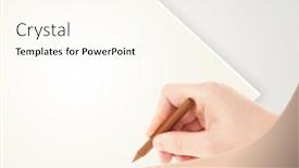  Presentation with crayon - Colorful presentation theme enhanced with child drawing with colorful crayon on empty plain blank paper backdrop and a cream colored foreground