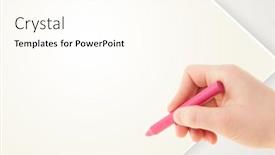  Presentation with crayon - Cool new presentation theme with child drawing with colorful crayon on empty plain blank paper backdrop and a cream colored foreground