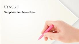  Presentation with crayon - Cool new PPT theme with child drawing with colorful crayon on empty plain blank paper backdrop and a cream colored foreground