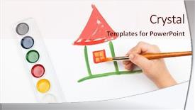  Presentation with child dream house - Cool new theme with child draws house with watercolors backdrop and a lemonade colored foreground