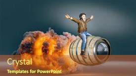  Presentation with flames - Presentation design with child-dressed-as-an-aviator background and a red colored foreground