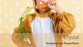  Presentation with easter - Beautiful presentation theme featuring child-dressed-as-easter-hare backdrop and a yellow colored foreground