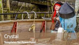  Presentation with sailing ship - PPT theme enhanced with child dressed like a pirate background and a coral colored foreground