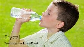  Presentation with drinking water - Slide set featuring child-drinking-water-boyl-outdoors background and a yellow colored foreground
