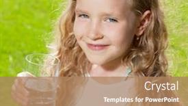  Presentation with drinking water - Presentation design having child drinking water girl outdoors background and a coral colored foreground
