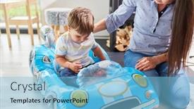  Presentation with supervision - Amazing PPT layouts having child-drives-in-the-inflatable backdrop and a light blue colored foreground