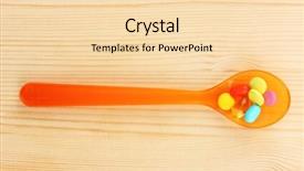  Presentation with spoon - Cool new presentation theme with child drugs addiction - plastic spoon with color pills backdrop and a  colored foreground