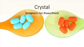  Presentation with pills - Presentation design with child drugs addiction - plastic spoons with color pills background and a  colored foreground