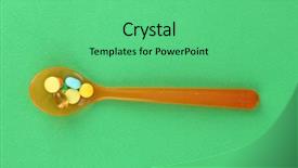  Presentation with green color maths - Slides enhanced with child drugs addiction - plastic spoons with color pills background and a  colored foreground