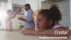  Presentation with sad girl - Amazing presentation theme having child dysfunctional families - sad girl listening to her backdrop and a violet colored foreground