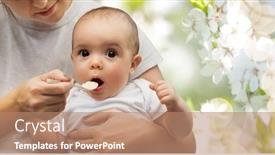  Presentation with baby food - PPT layouts consisting of child-eating-and-food-concept background and a coral colored foreground