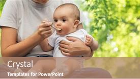  Presentation with baby food - Audience pleasing slide set consisting of child-eating-and-food-concept backdrop and a coral colored foreground